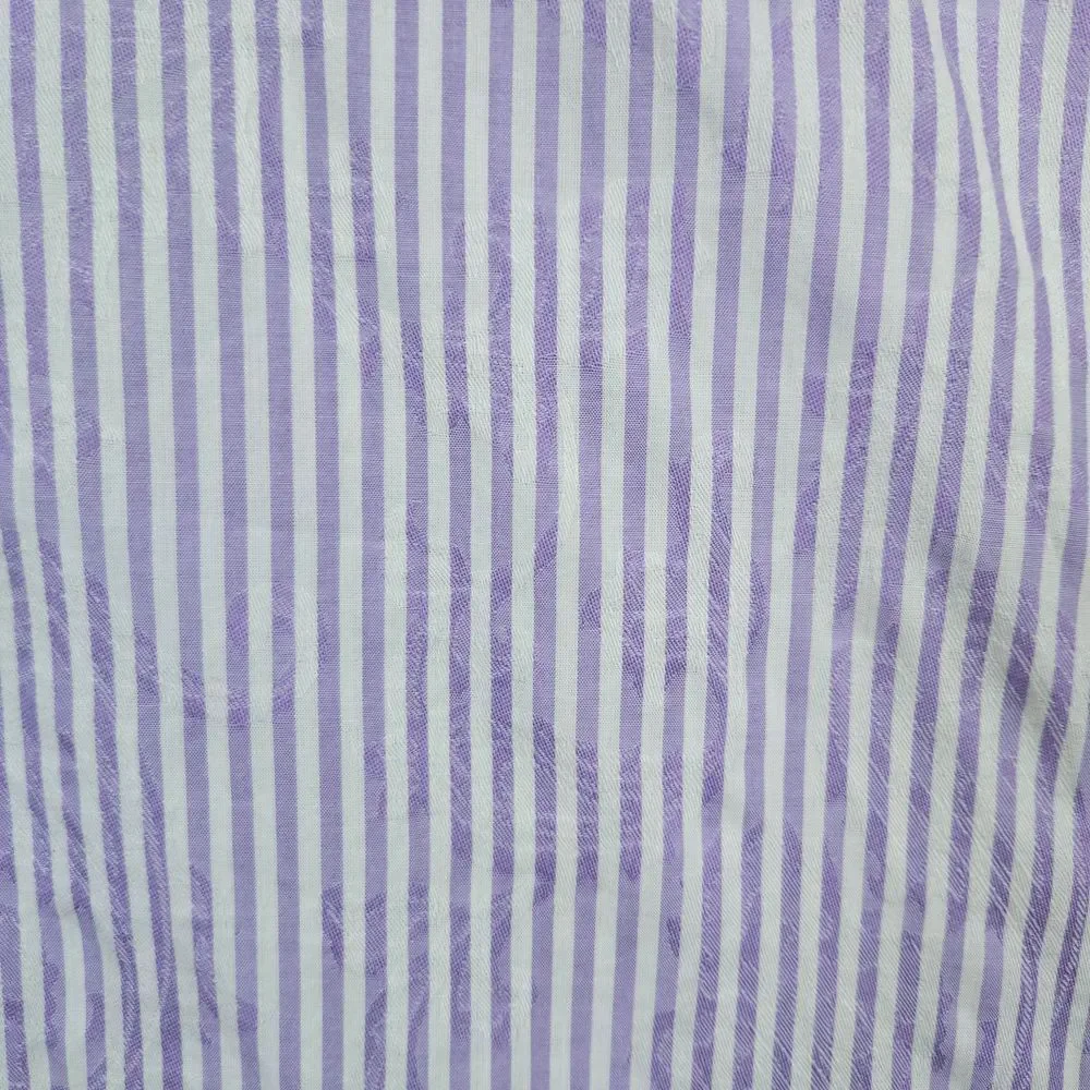 Neiman‎ Marcus Men's Shirt Size L Purple & White Stripes Floral 100% Cotton SPOT